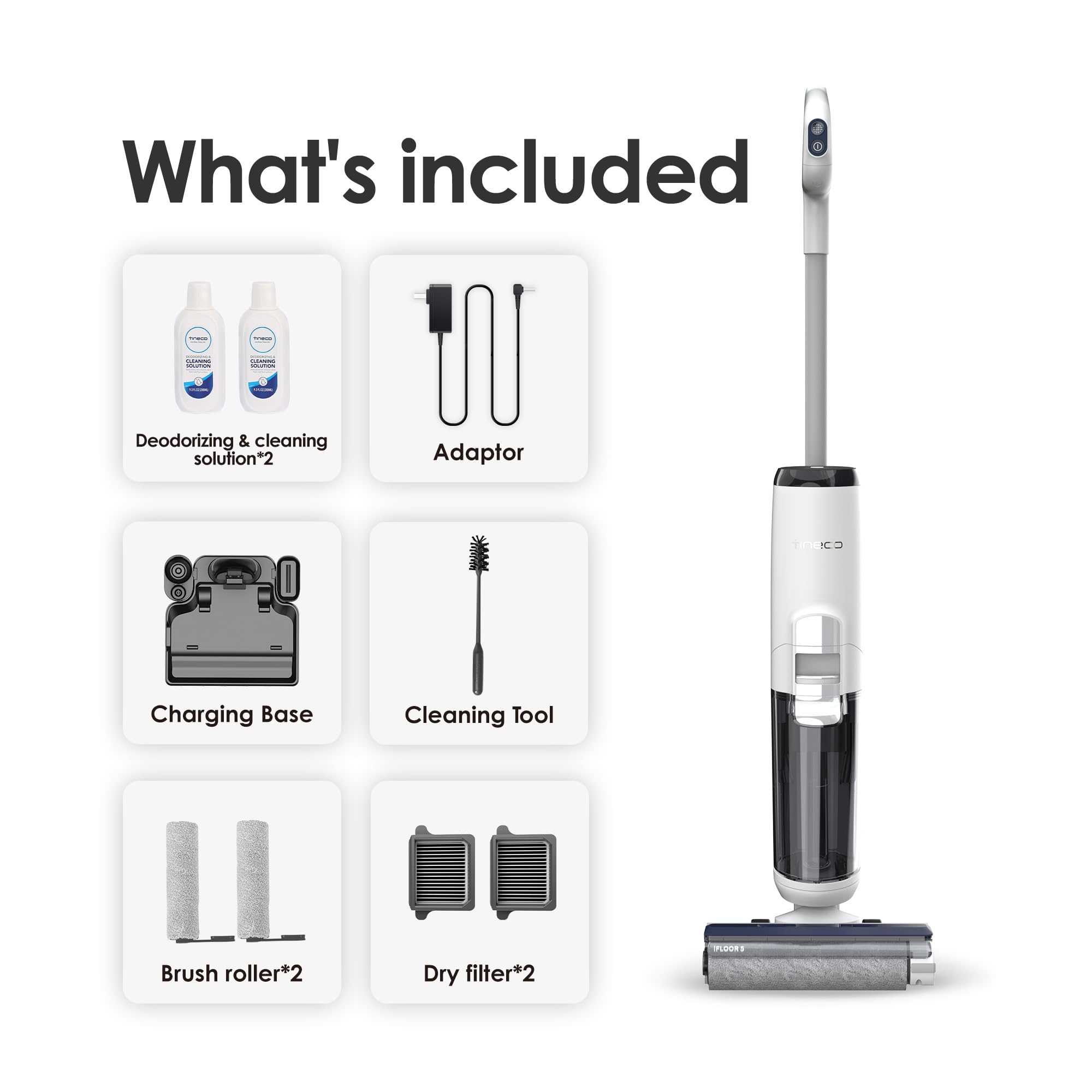 Tineco iFLOOR 5 Breeze Complete Wet Dry Vacuum Cordless Floor Washer, One-Step Cleaning for Hard Floors