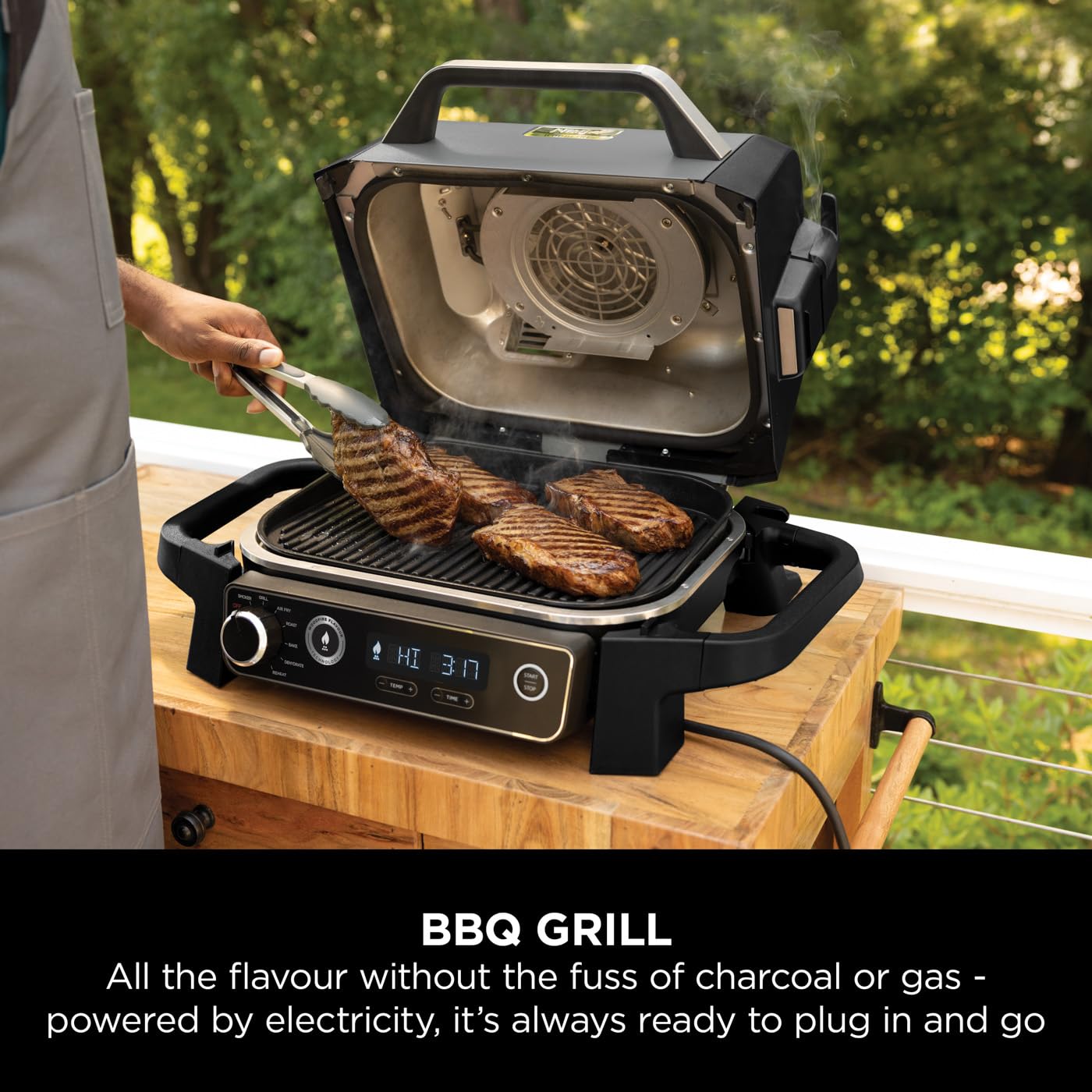 Ninja Woodfire Electric BBQ Grill & Smoker, 7-in-1 Outdoor Grill & Air Fryer, Roast, Bake, Dehydrate