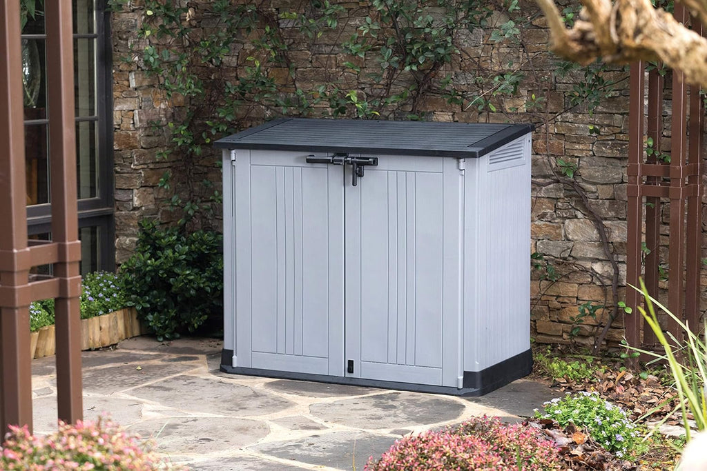 880L Resin Outdoor Storage Shed — Large Garden Storage Box in Grey