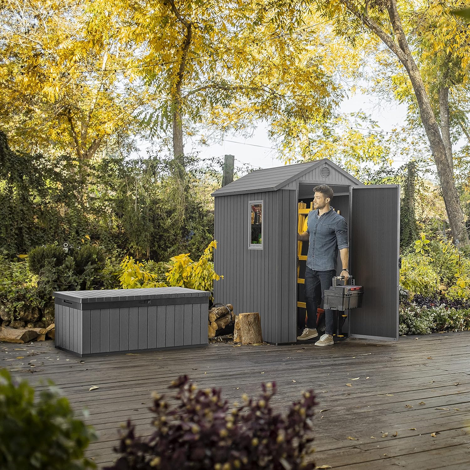 Darwin 6x4ft Double Door Garden Shed — Wood-Effect Outdoor Storage